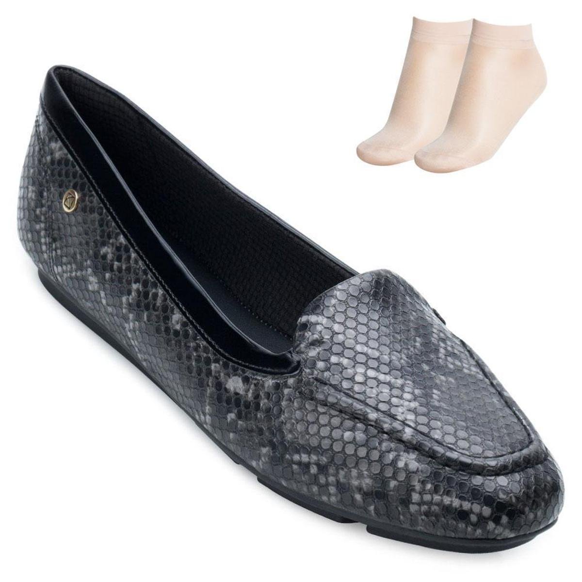 Mocassim Snake Piccadilly e Meia PD21-1090 - Preto | Netshoes