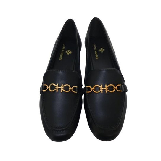 Mocassim soft Com Detalhe de Fivela Feminino Preto - Preto Menor preço em Mocassim soft Com Detalhe de Fivela Feminino Preto - Preto