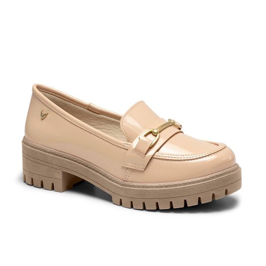 Mocassim Tratorado Mississipi Verniz Com Fivela Feminino - Bege Menor preço em Mocassim Tratorado Mississipi Verniz Com Fivela Feminino - Bege