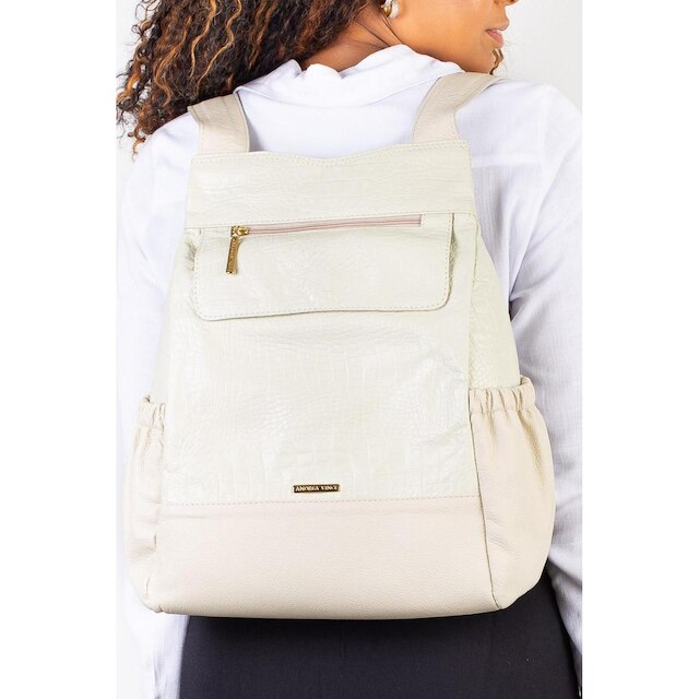Mochila antifurto de couro croco Suelen