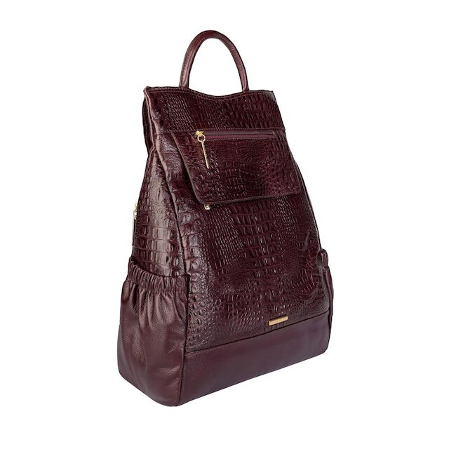 Mochila antifurto de couro croco Suelen