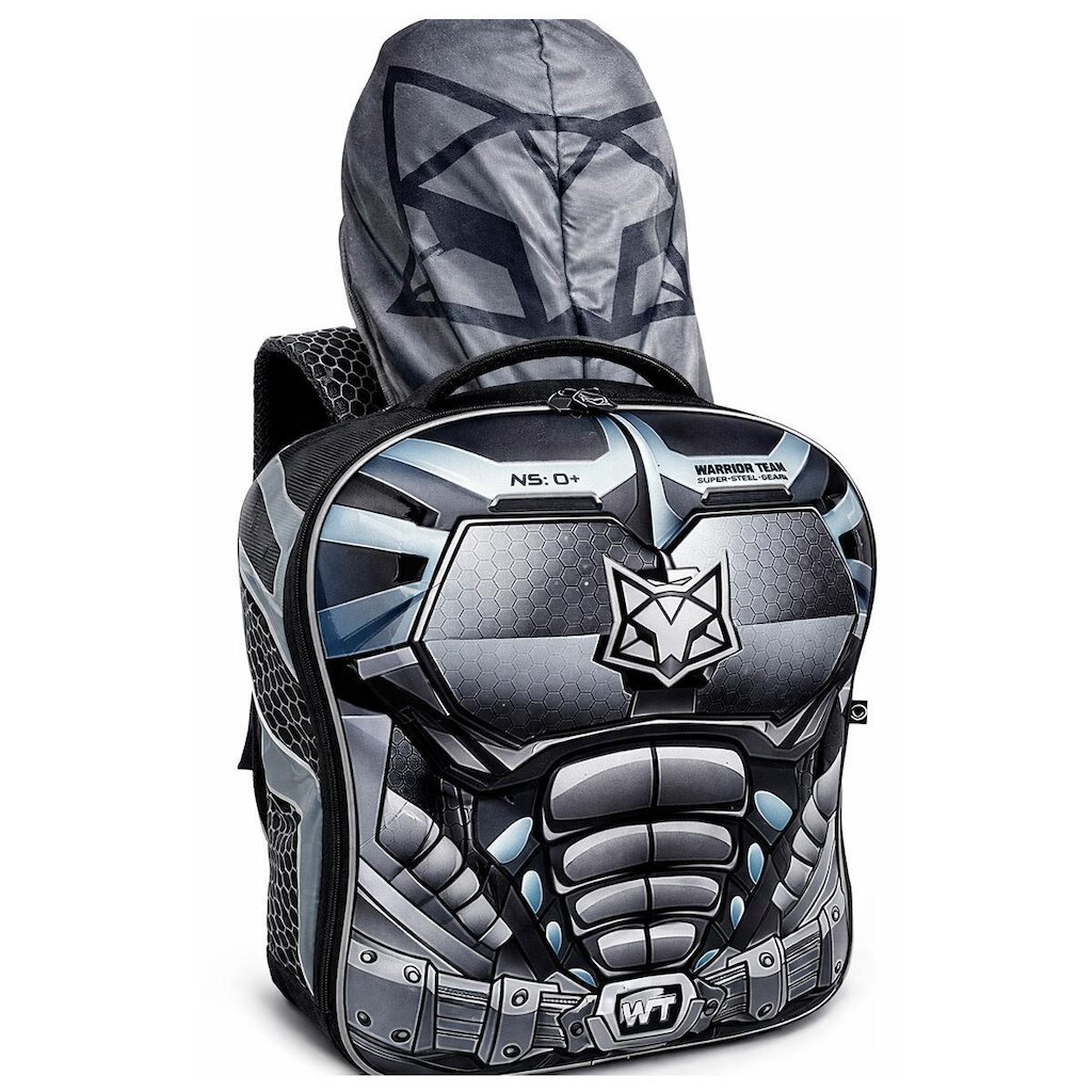 Mochila Bolsa Escolar Menino Infantil Grande Com Capuz Reforçada 3D Relevo