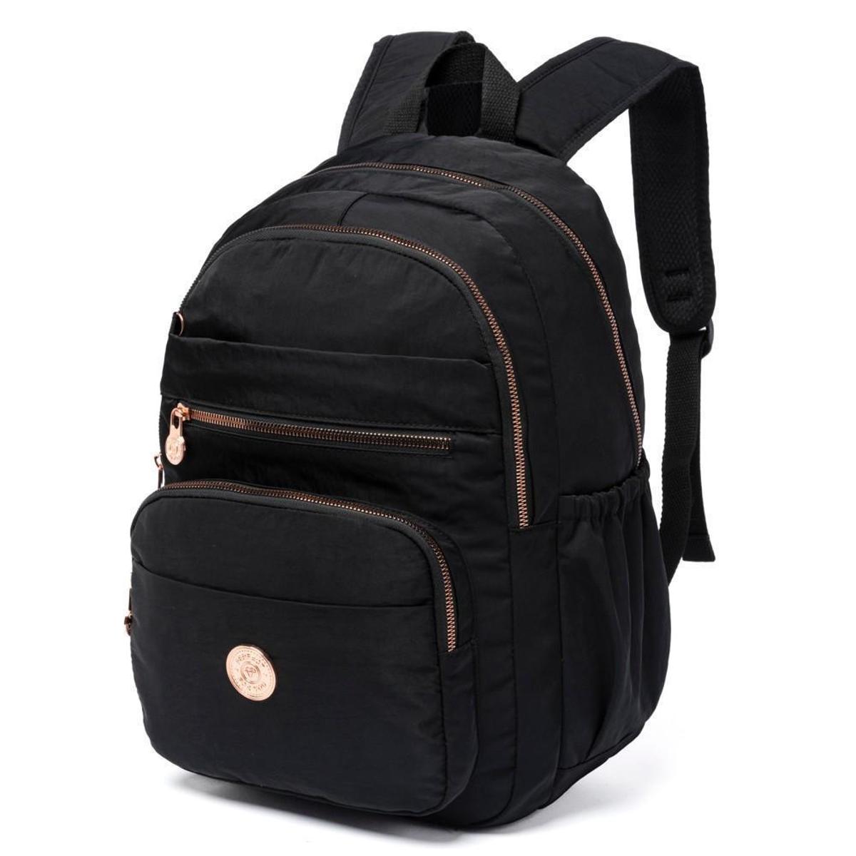 Mochila Bolsa Feminina Escolar Notebook Trabalho Reforçada - Preto ...