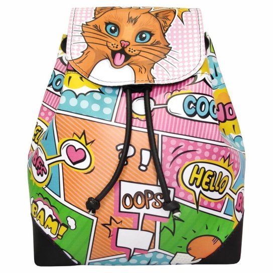 Mochila Bolsa Infantil Quadrinhos Gato Costas, Magicc - Estampado Menor preço em Mochila Bolsa Infantil Quadrinhos Gato Costas, Magicc - Estampado