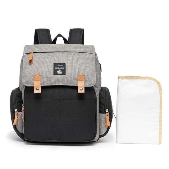 Mochila Bolsa Maternidade Bebê Lequeen Grace Smart Multifuncional Térmica - Cinza+Preto Menor preço em Mochila Bolsa Maternidade Bebê Lequeen Grace Smart Multifuncional Térmica - Cinza+Preto