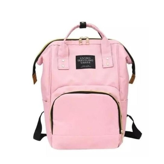 Mochila bolsa maternidade bebê multifuncional com bolsos para mamadeira - Rosa Menor preço em Mochila bolsa maternidade bebê multifuncional com bolsos para mamadeira - Rosa