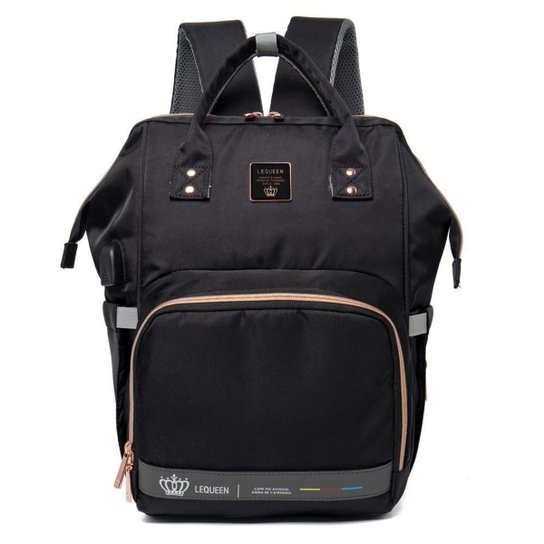 Mochila Bolsa Maternidade Reforçada Grande Lequeen USB Trocador - Preto Menor preço em Mochila Bolsa Maternidade Reforçada Grande Lequeen USB Trocador - Preto