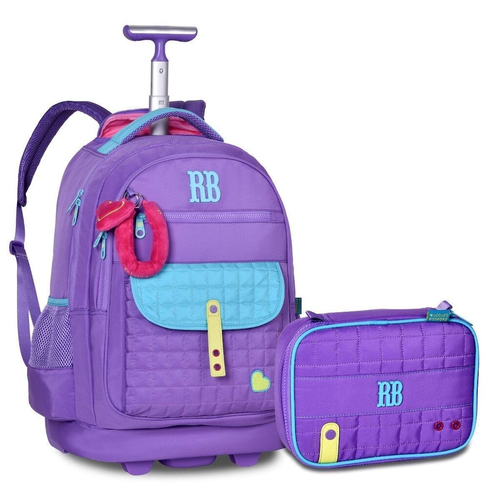 Mochila Carrinho com Estojo Box Rebecca Bonbon Kit Escolar Feminino