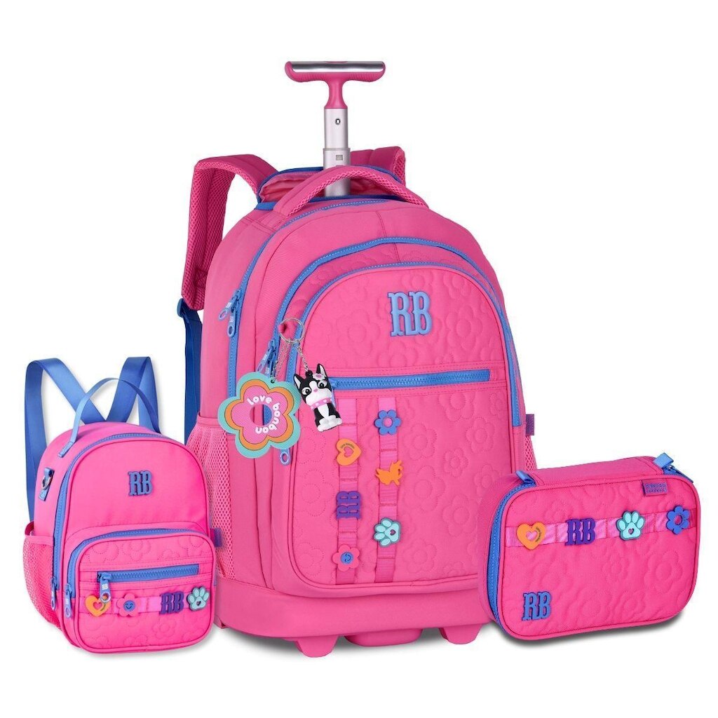 Mochila Carrinho com Lancheira e Estojo Box Rebecca Bonbon