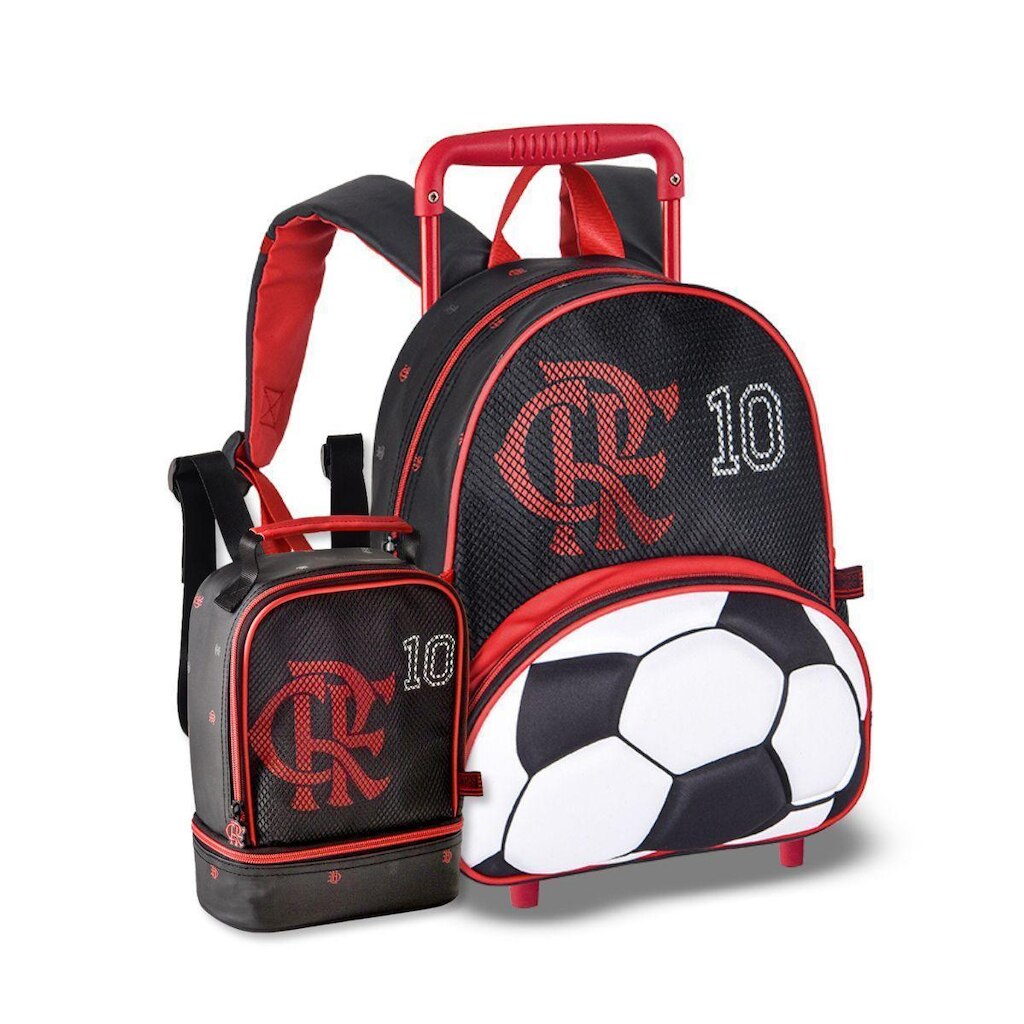 Mochila Carrinho Flamengo com Lancheira Térmica Escolar Masc