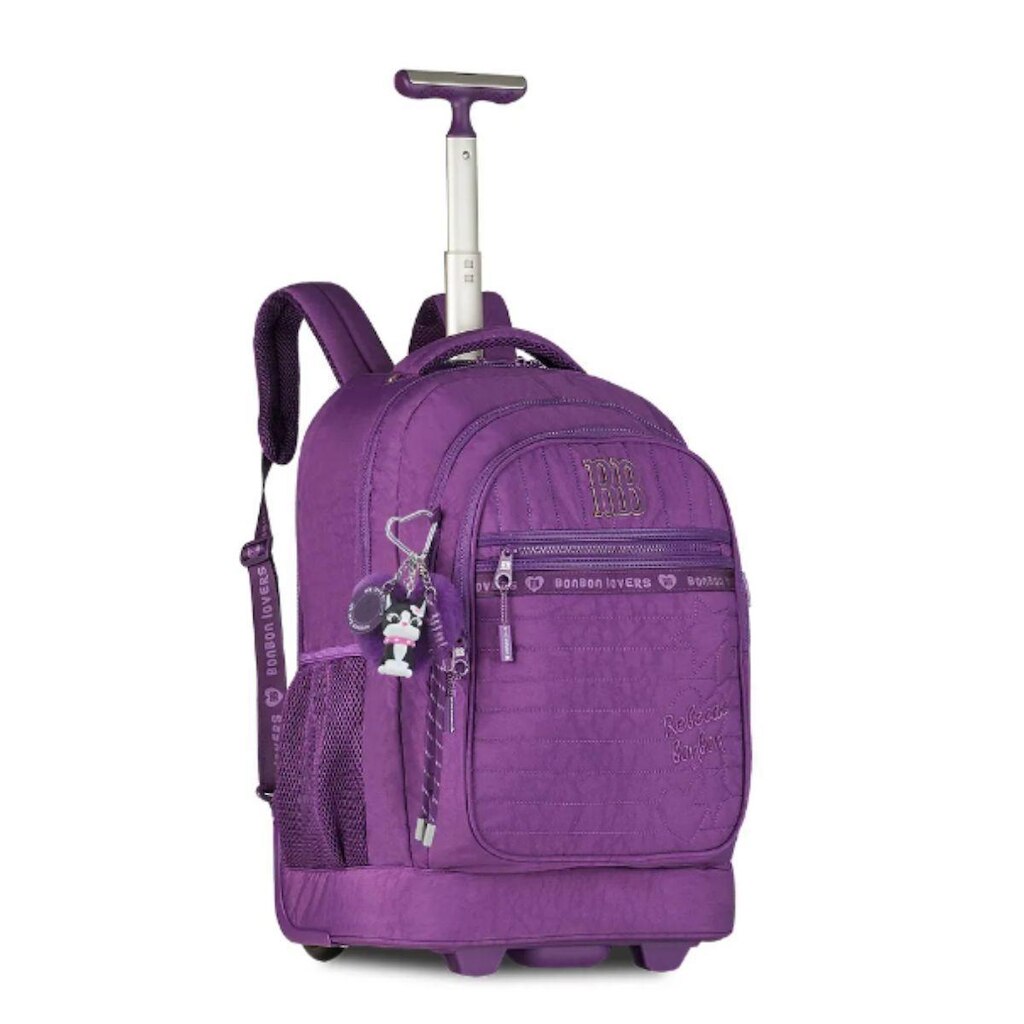 Mochila Carrinho Rebecca Bonbon Bolsa Escolar com Chaveiros