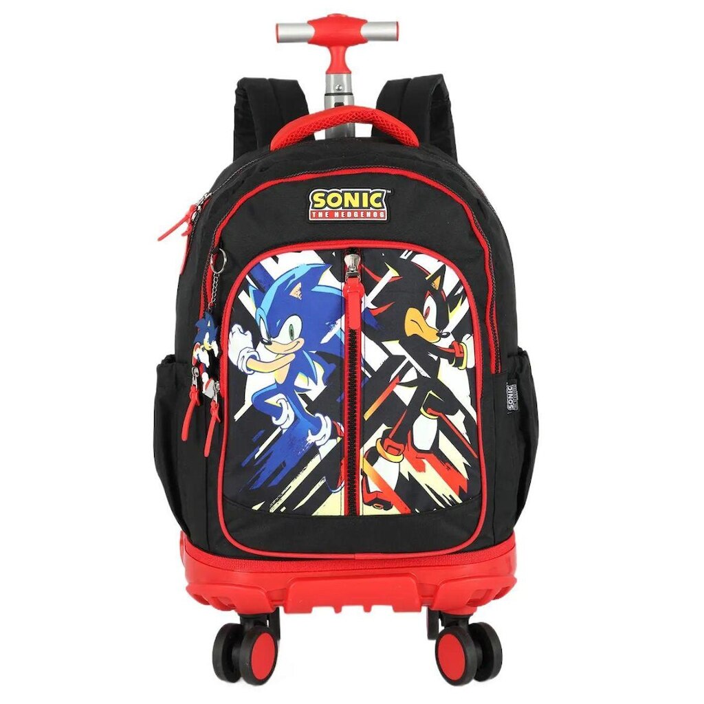 Mochila Com 4 Rodas Grande Espaçosa Escolar Menino Sonic