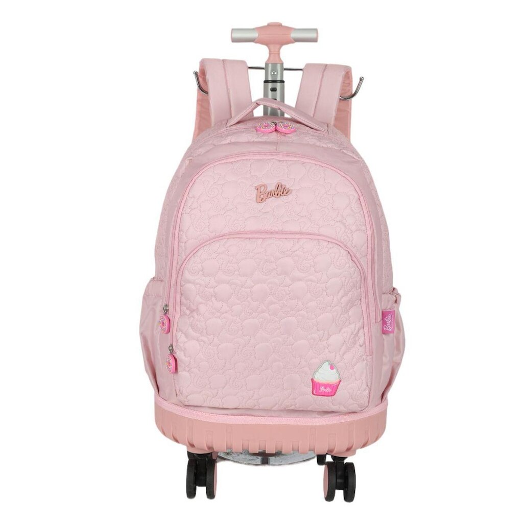 Mochila Com 4 Rodinhas Grande Bolsa Escolar Menina Barbie