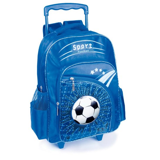Mochila com carrinho LS Bolsas com 2 bolsos frontais e 2 bolsos laterais - Azul