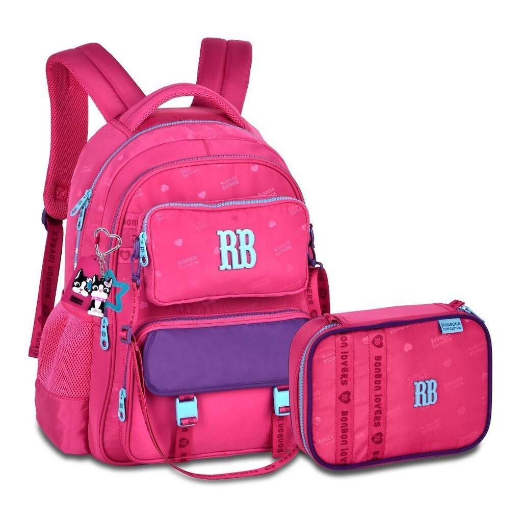 Mochila com Estojo Box KIt Escolar Feminino Rebecca Bonbon