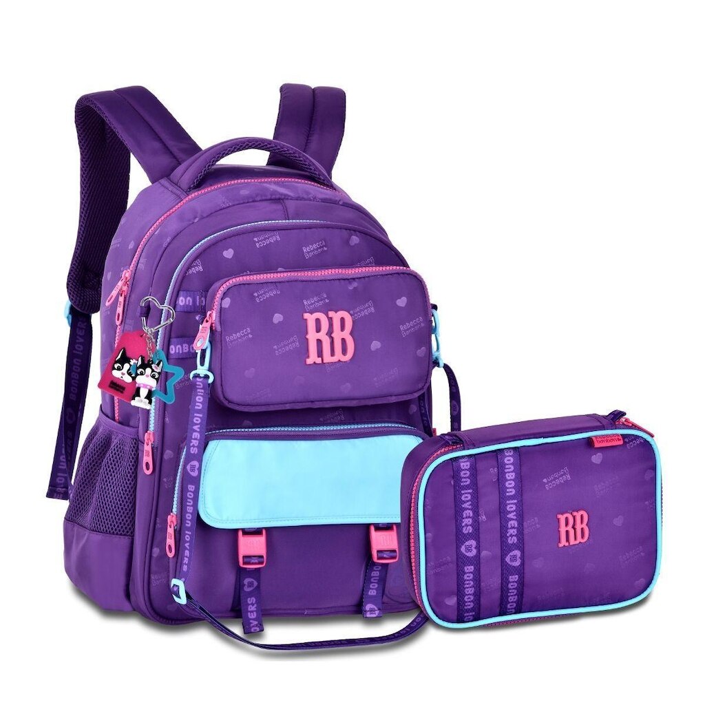 Mochila com Estojo Box KIt Escolar Feminino Rebecca Bonbon
