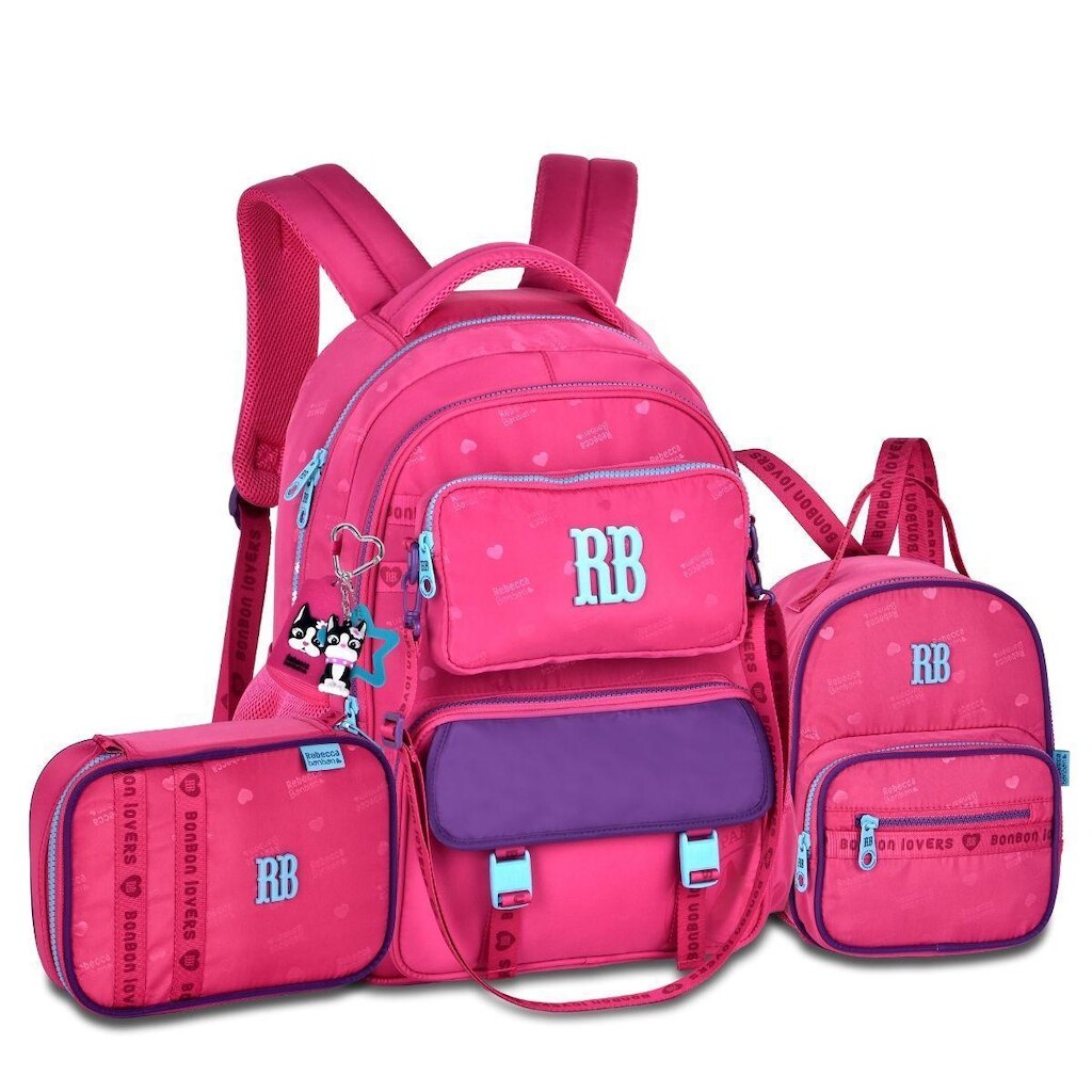 Mochila com Lancheira e Estojo Box Kit Escolar Feminino Rebecca Bonbon