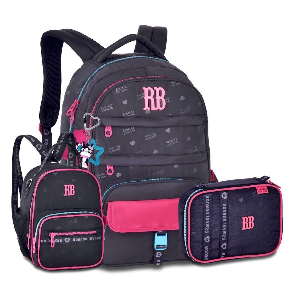 Mochila com Lancheira e Estojo Box Rebecca Bonbon Kit Escolar