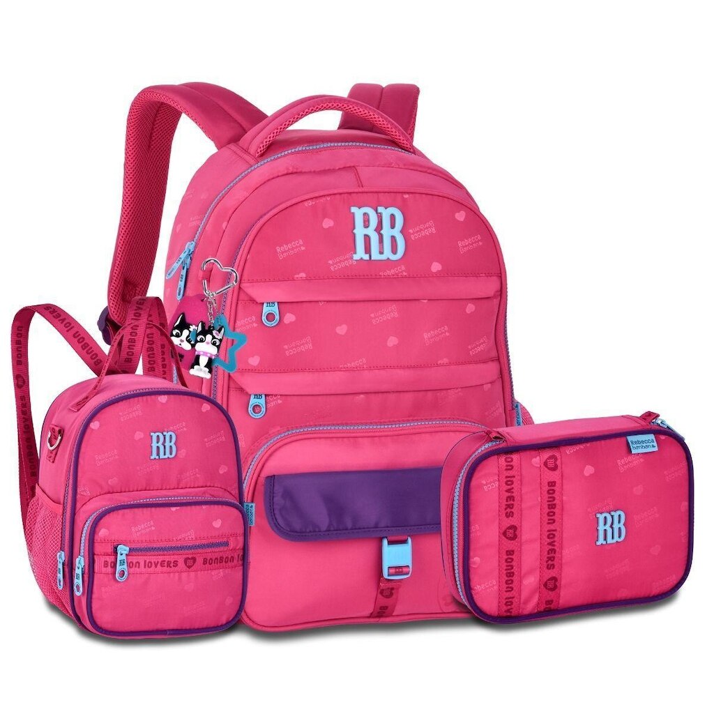 Mochila com Lancheira e Estojo Box Rebecca Bonbon Kit Escolar