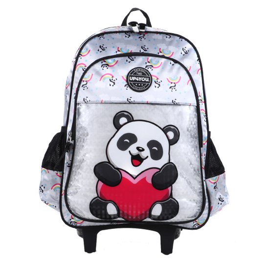 Mochila com Rodinhas Infantil 16" Petit Panda UP4YOU Luxcel Menina - Cinza Menor preço em Mochila com Rodinhas Infantil 16" Petit Panda UP4YOU Luxcel Menina - Cinza