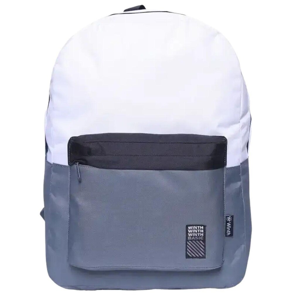 Mochila Costas Básica Escolar Trabalho Casual Simples Winth Cinza/Branco