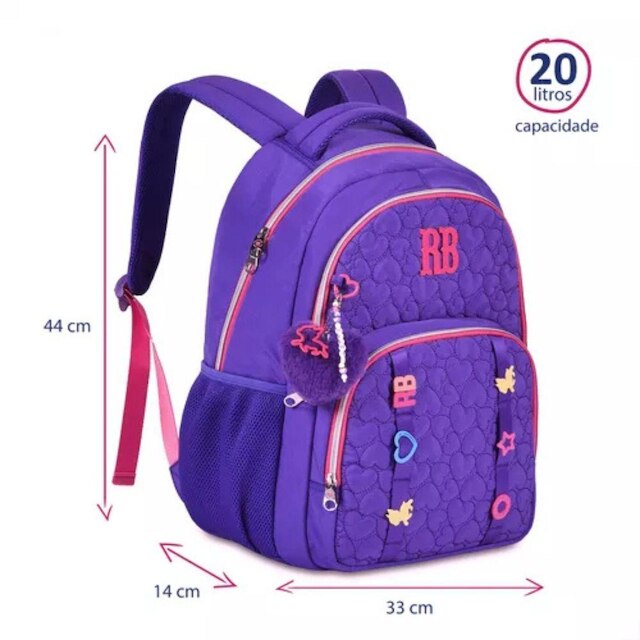 Mochila Costas Escolar Menina Rebecca Bonbon Juvenil Roxo Clio Style