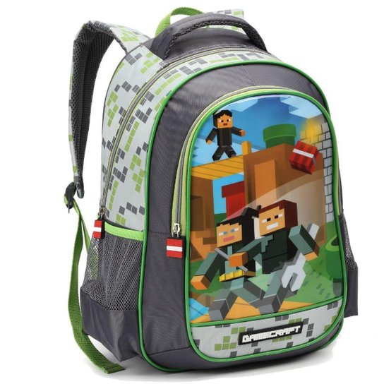 Mochila Costas Infantil Creche Passeio Menino Game - Verde Claro+Cinza Menor preço em Mochila Costas Infantil Creche Passeio Menino Game - Verde Claro+Cinza