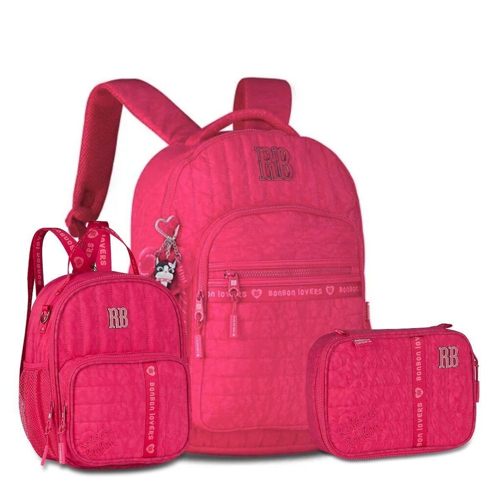 Mochila Costas Rebecca Bonbon Kit Escolar com Lancheira e Estojo