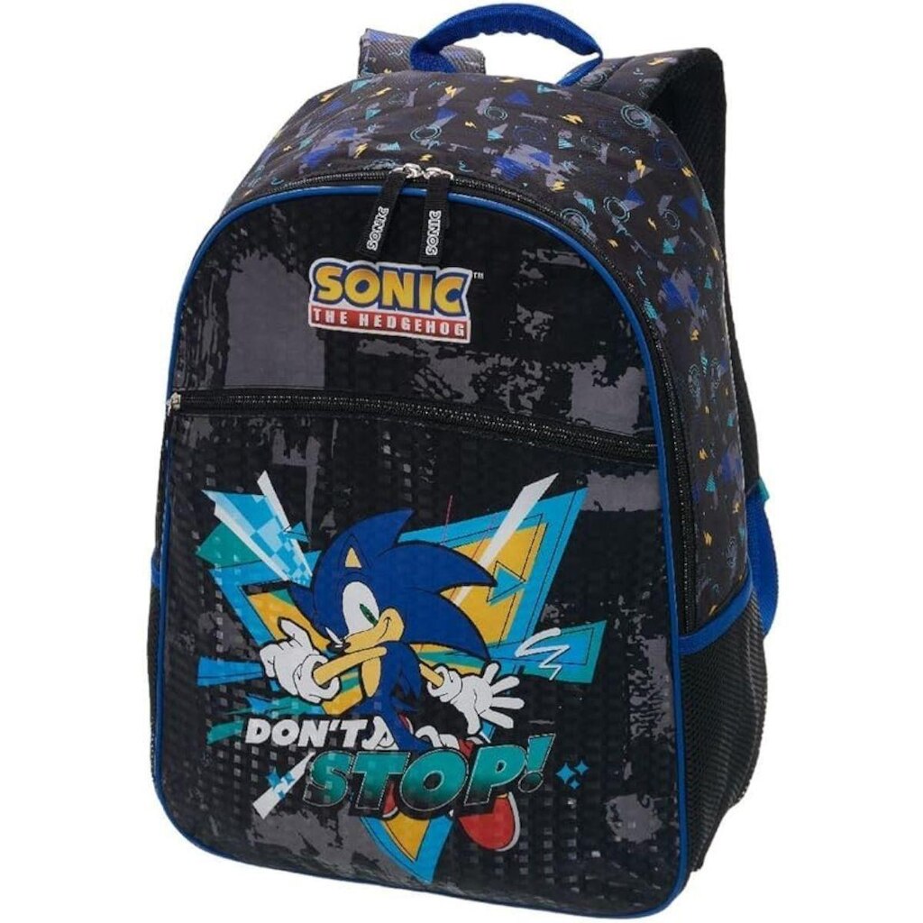 Mochila Costas Sonic Don´t Stop Preta Infantil Escolar Pacific