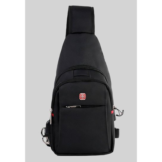 Mochila Crossgear Anti Furto Transversal USB Masculina - Preto Menor preço em Mochila Crossgear Anti Furto Transversal USB Masculina - Preto