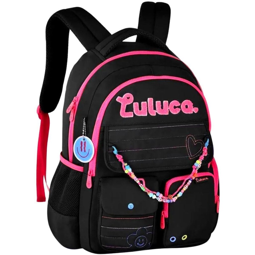 Mochila De Costas Escolar Clio Luluca Compartimentos Múltiplos Feminino