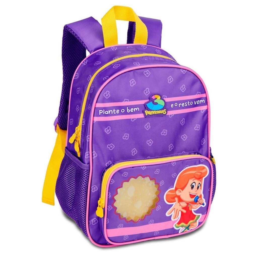 Mochila de Costas Escolar Infantil 3 Palavrinhas Roxa - Clio