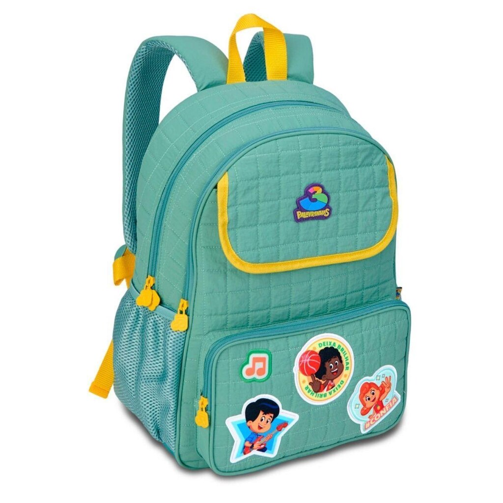Mochila de Costas Escolar Infantil 3 Palavrinhas Verde Clio