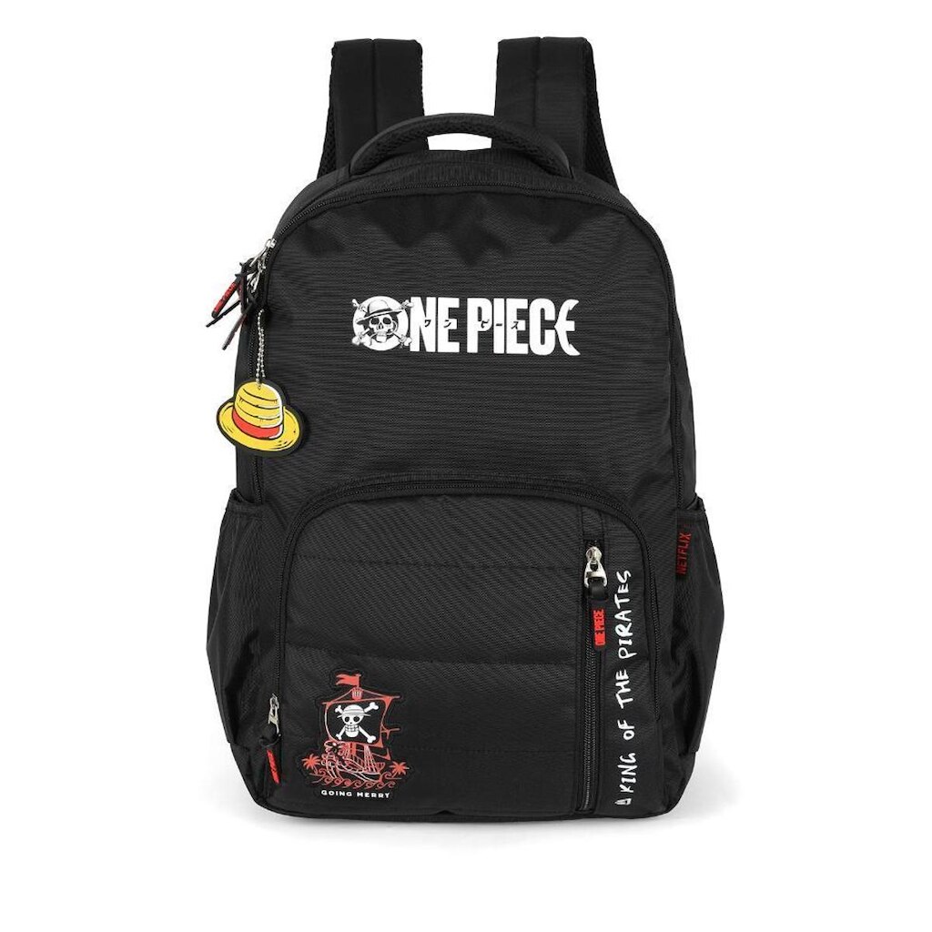 Mochila de Costas Média Juvenil One Piece Náilon com Chaveiro