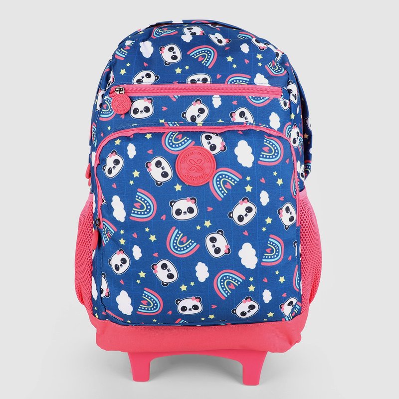 Mochila De Rodinha Xerys Panda E Arco Íris