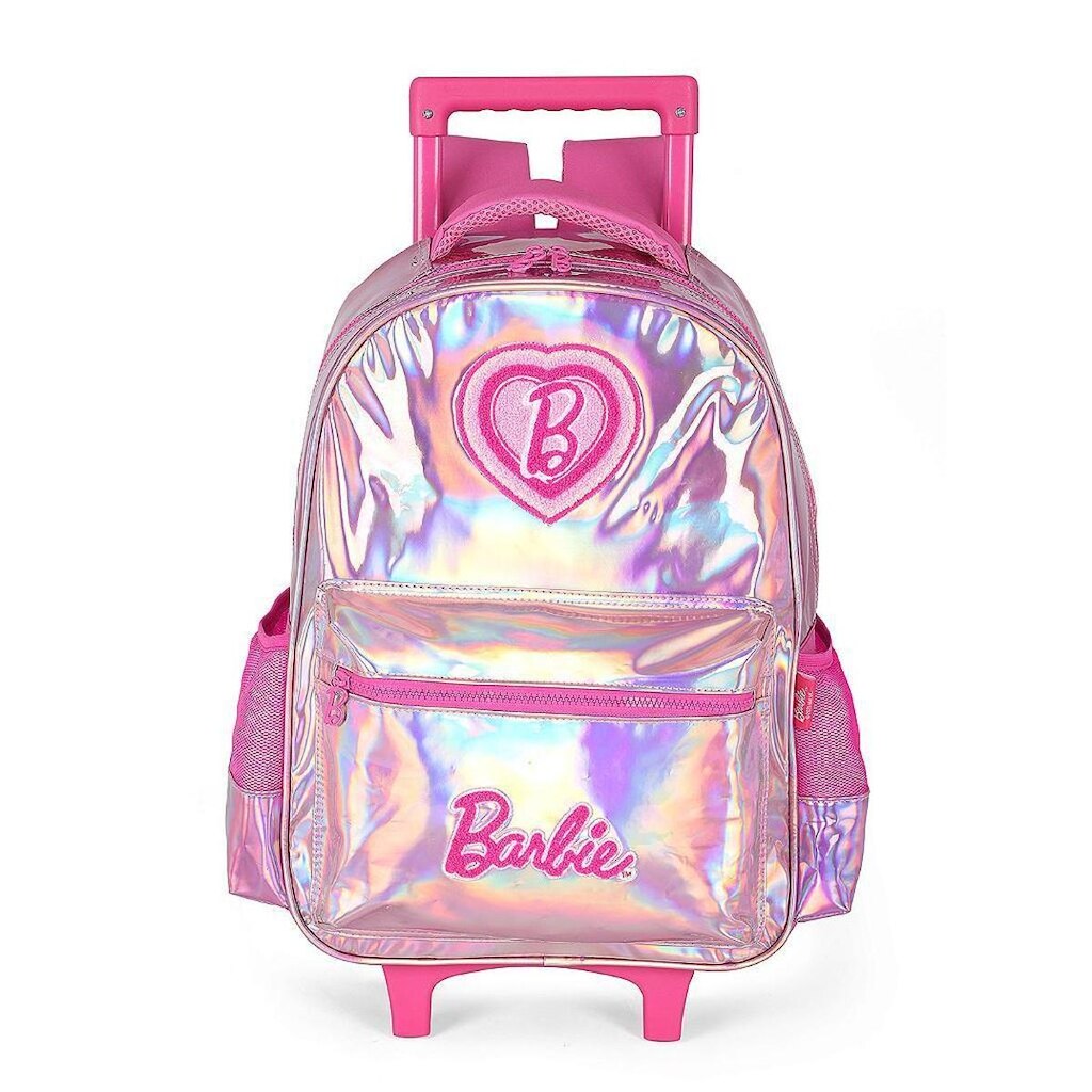 Mochila de Rodinhas Com Alça Luxcel Barbie Metalizada Pink