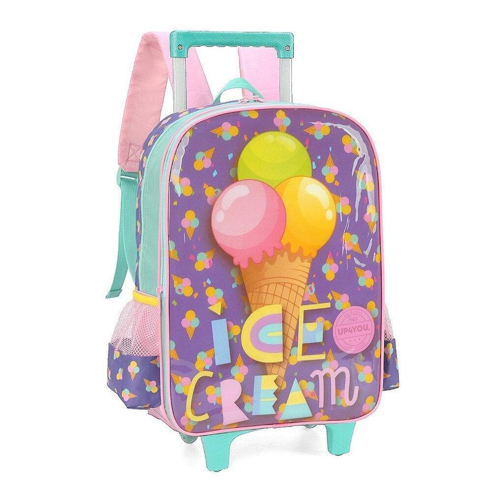 Mochila de Rodinhas Com Alça Luxcel Up4You Ice Cream Rosa