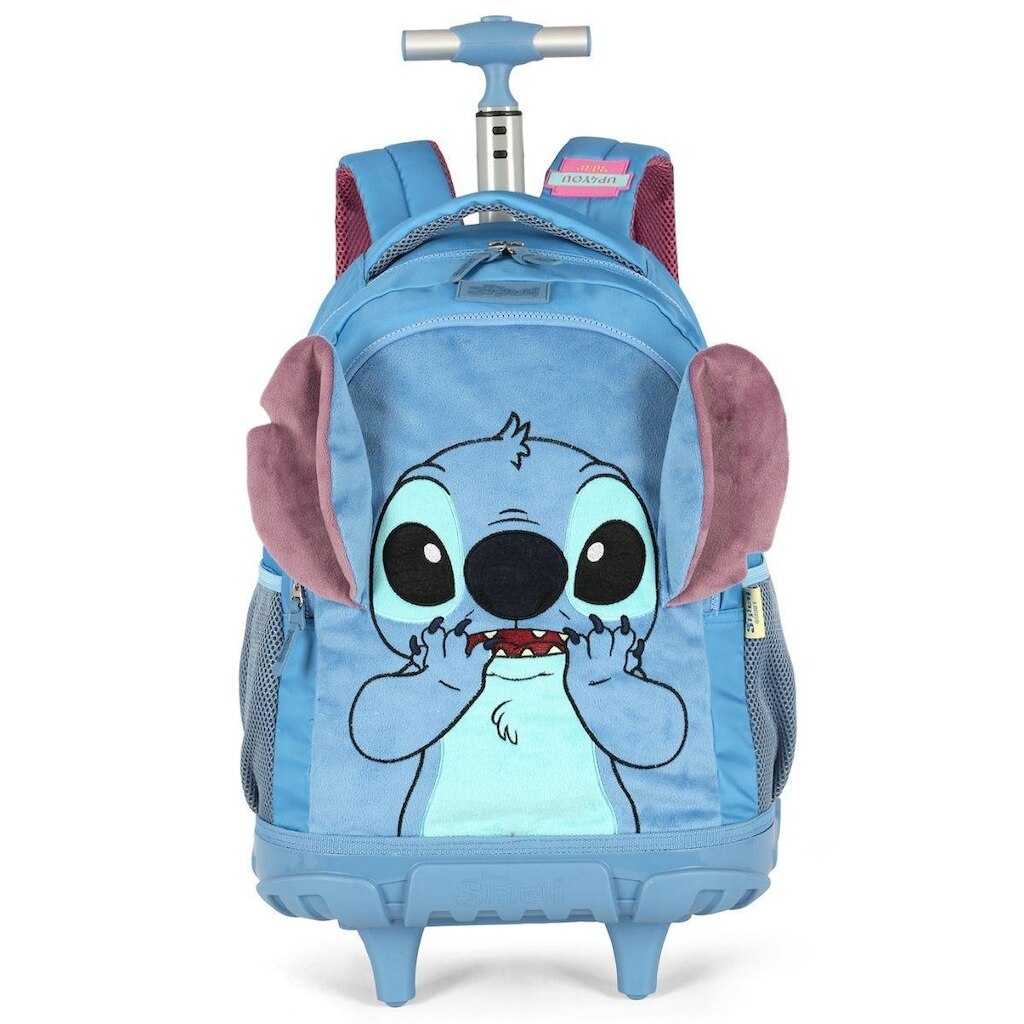 Mochila de Rodinhas Escolar Juvenil Peluciada Stitch