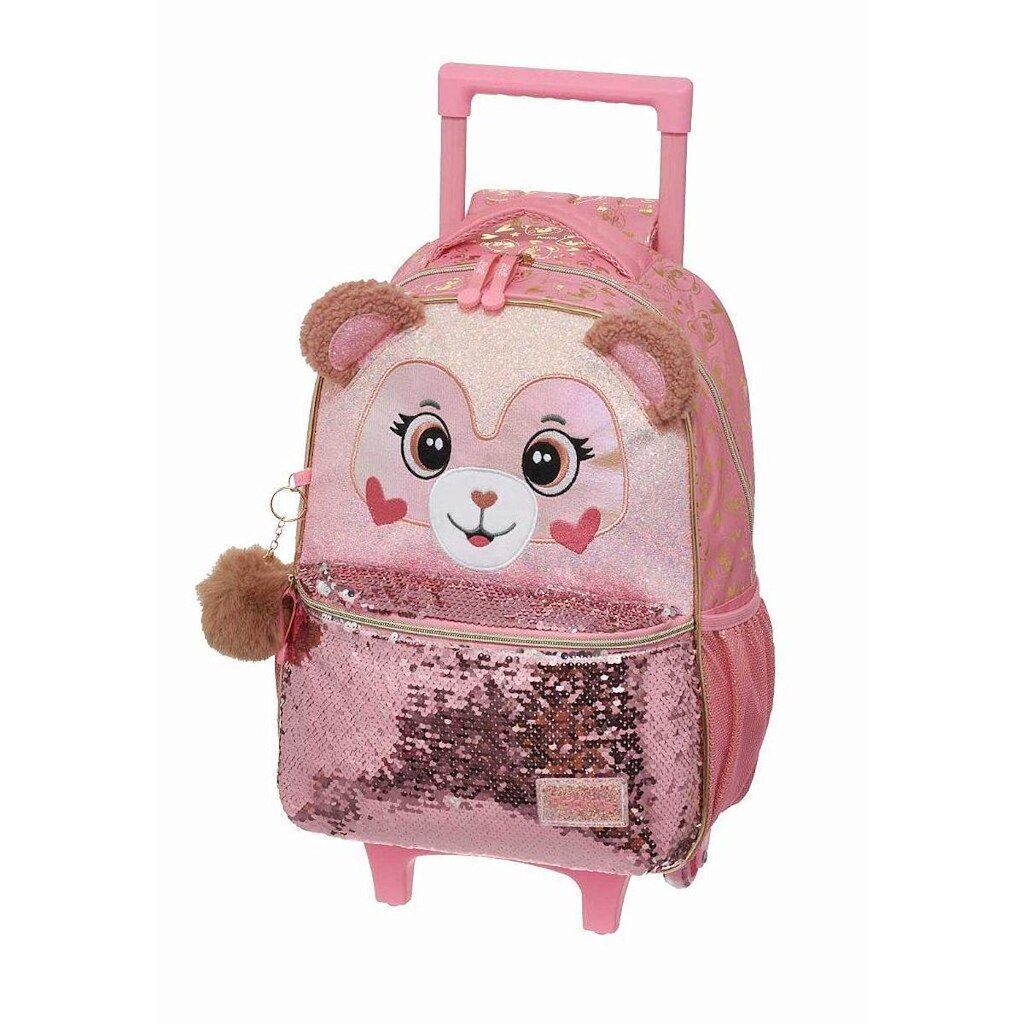 Mochila de Rodinhas Pacific Com Alça Pack Me Teddy Rosa