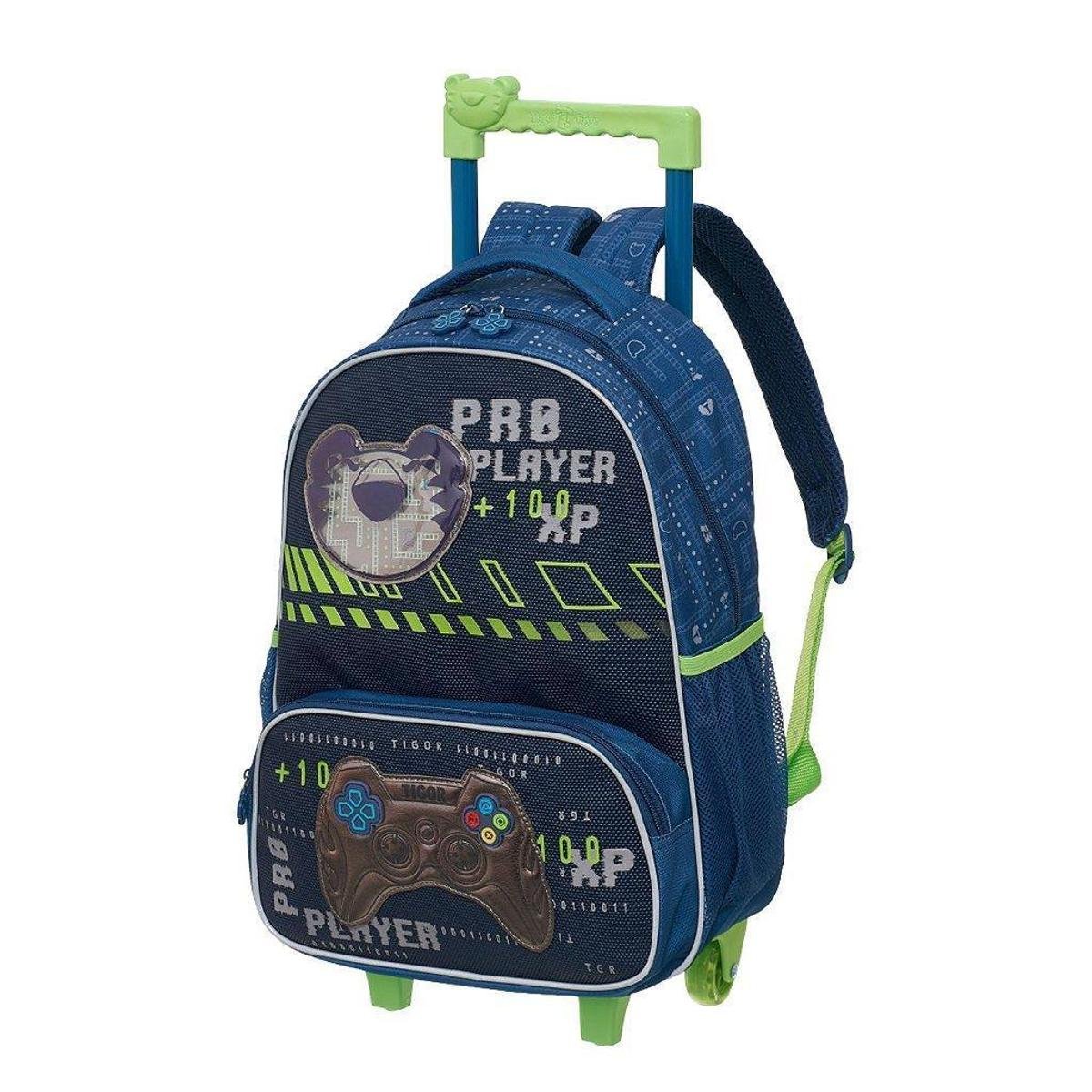 「terrysgarage」 Mochila de Rodinhas Tigor T Tigre Com Alças Game Azul Verde - Azul