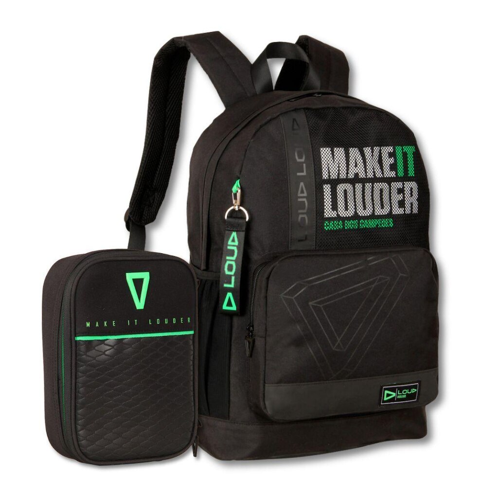 Mochila e Estojo Loud Bolsa Gamer Kit Casual Masculina Preta