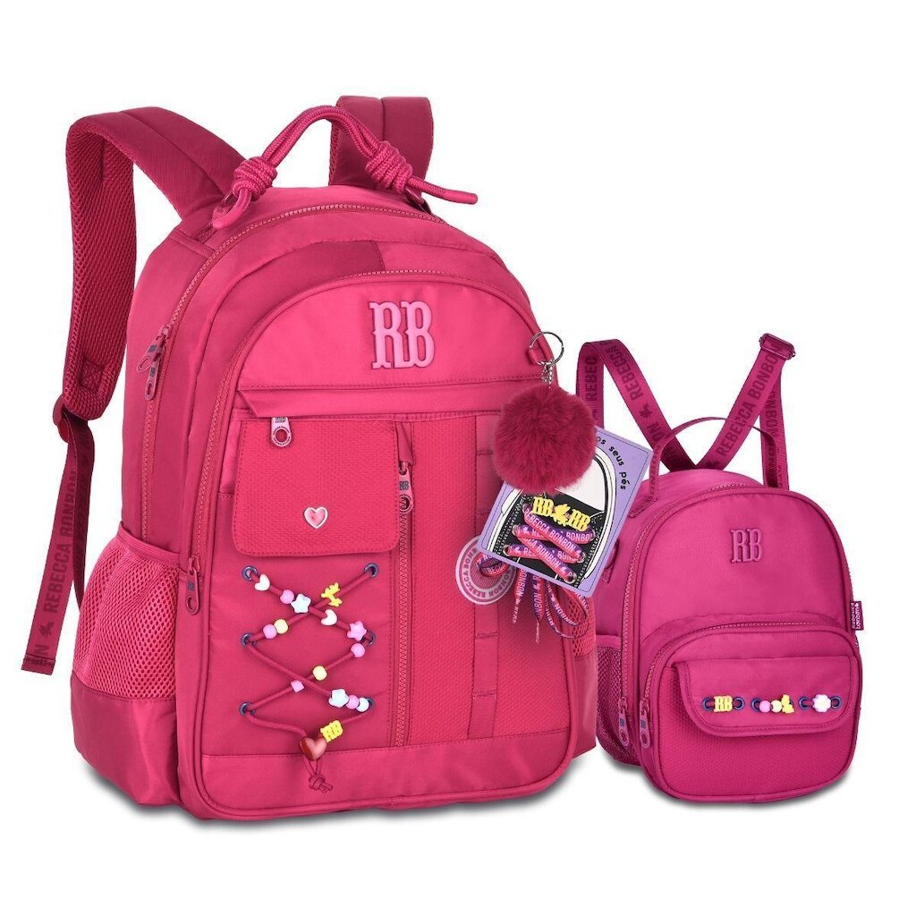 Mochila e Lancheira Térmica Kit Rebecca Bonbon cadarços extras