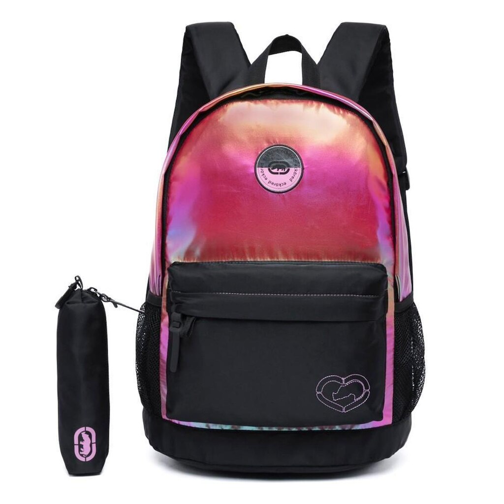Mochila Ecko Casual Feminina Escolar Reforçada Passeio Holográfica