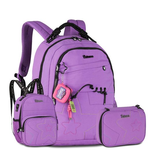 Mochila Escolar Feminina com Lancheira e Estojo Box Luluca