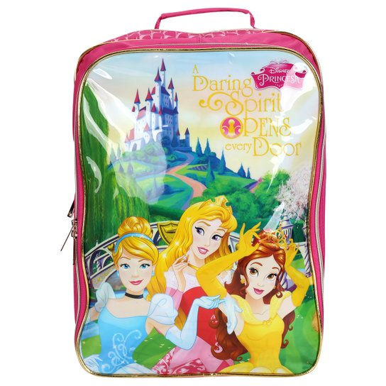 Mochila Escolar Infantil Dermiwil Princesas Cenário - Rosa+Azul