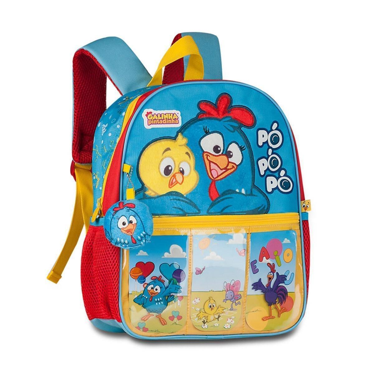 Mochila Escolar Infantil Galinha Pintadinha Bolsa Crianças - Azul ...