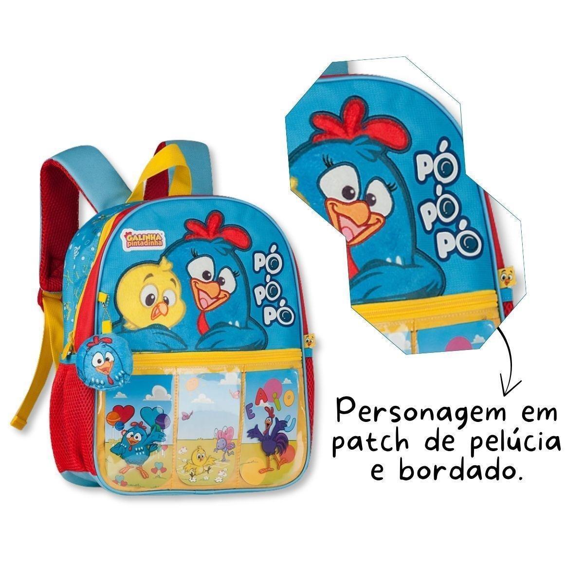 Mochila Escolar Infantil Galinha Pintadinha Bolsa Crianças - Azul ...