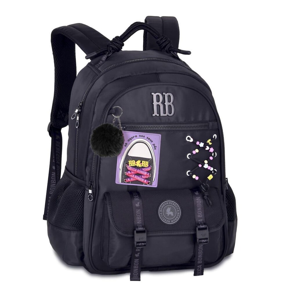 Mochila Escolar Juvenil Rebecca Bonbon com Cadarço para tênis