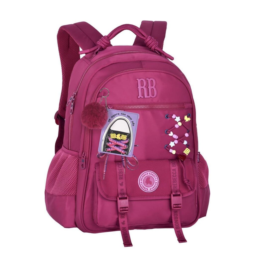 Mochila Escolar Juvenil Rebecca Bonbon com Cadarço para tênis