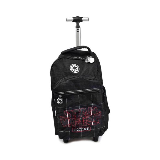 Mochila Escolar Masculina com Puxador e Rodinhas Star Wars I2 Luxcell Preto Preto UN - Preto Menor preço em Mochila Escolar Masculina com Puxador e Rodinhas Star Wars I2 Luxcell Preto Preto UN - Preto